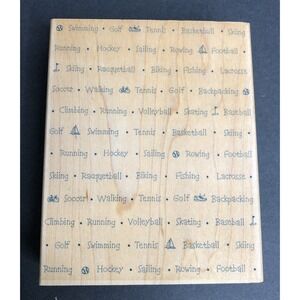 Hero Arts WordPrint Rubber Stamp Sports Word Print S1255 Wood Mounted